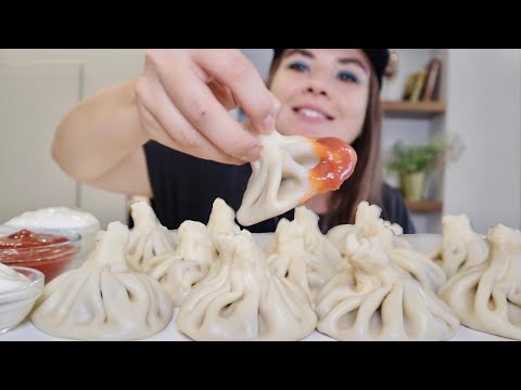 Видео: МУКБАНГ • 1 кг Хинкалей • хинкали с телятиной khinkali eating асмр (ASMR MUKBANG) пельмени dumpling