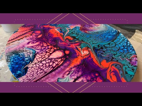 Видео: #157 16x20 Овал Психоделический закатный салфет |  Акриловая картина заливки |  Жидкая Живопись