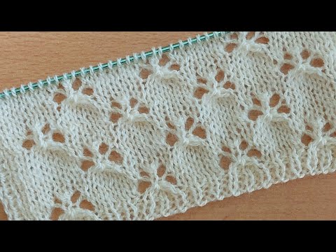 Видео: "Ажурные бабочки ". Красивый узор спицами для детской кофточки, топа, маечки.