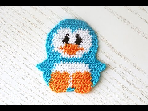 Видео: Аппликация "Пингвин" крючком.|DIY - Crochet