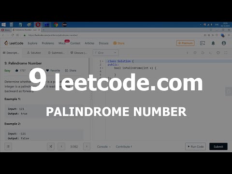 Видео: Разбор задачи 9 leetcode.com Palindrome Number. Решение на C++