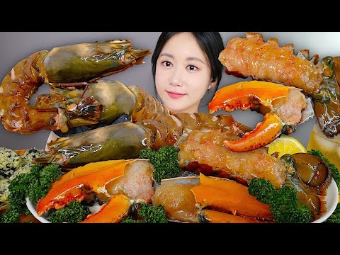 Видео: ASMR MUKBANG | Королевские Тигровые Креветки В Соевом Соусе🦐 Лобстеры В Соевом Соусе🦞 | eating