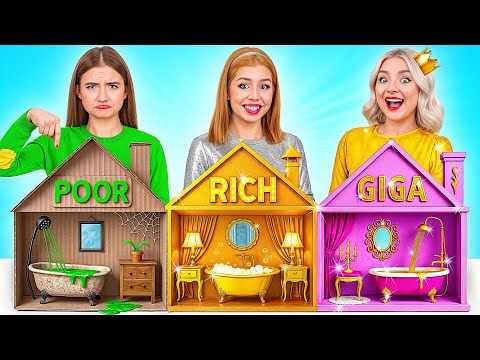 Видео: Домики Одного Цвета Челлендж | Бедная vs Богатая vs Ультра Богатая от Super Hyper DO
