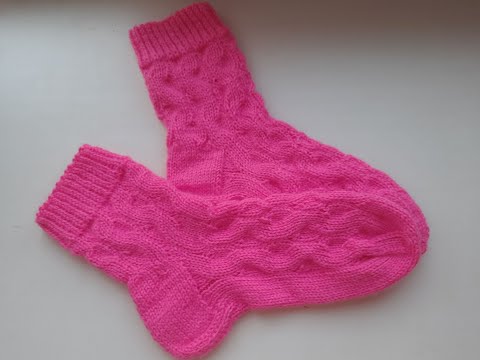 Видео: Носки с узором Волны. Подробный МК.