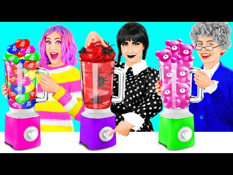 Видео: Кулинарный Челлендж: Уэнсдей Против Бабушки | Удивительные Кулинарные Лайфхаки от TeenTeam Challenge