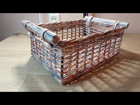 Видео: МК. Прямоугольная Ажурная коробка  "обшарпэ" из бумажной лозы. #74