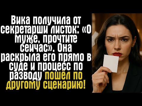 Видео: Вика получила от секретарши листок: «О муже, прочтите сейчас». Она раскрыла его прямо в суде...
