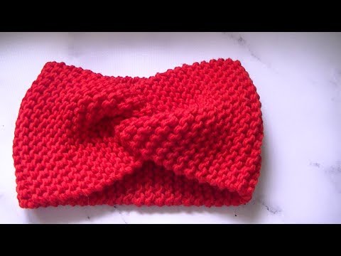 Видео: Вяжем  повязку на голову узором платочная вязка спицами.