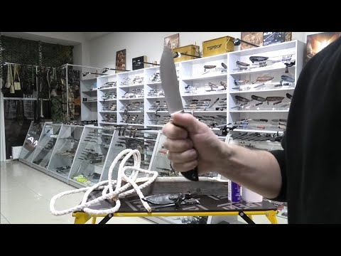 Видео: Сталь К-390. Нож Таймень от Династии. Полный тест по канату без монтажа.