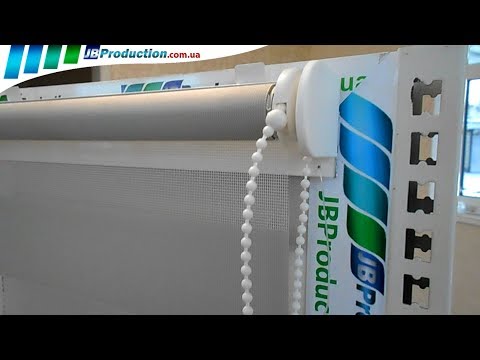 Видео: Установка Рулонных штор Standart День Ночь 25 Вал и Тканевых роллет Открытого типа с направляющей
