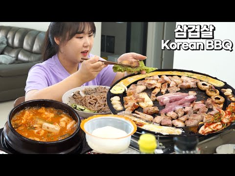 Видео: Новый универсальный гриль и 4 части свинины. Корейское барбекю 🥩и холодная лапша Мукбанг🍜