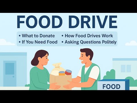 Видео: Как работают благотворительные акции по сбору продовольствия в Северной Америке: простой английск...