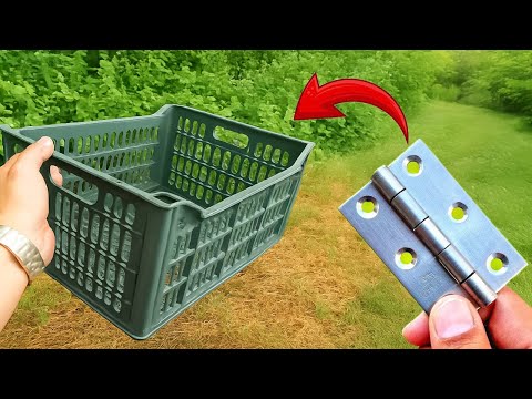 Видео: Миллионы людей не знают этого секрета😱! Установите дверные петли на пластиковые ящики для фруктов.