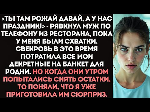 Видео: Пока я рожала, муж со свекровью моей картой оплатили банкет на 50 человек в честь «наследника».