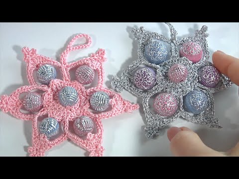 Видео: Удивительно НАРЯДНО и ПРОСТО!!!/ Красивая и Необычная СНЕЖИНКА крючком/Вязание с бусинами
