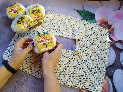 Видео: Ажурный джемпер крючком "Сrystal". Часть 3. Росток, подрезы.