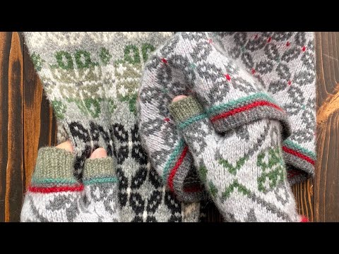Видео: Жаккардовая шапка в технике «жаккард без протяжек с двух рук». Фильм 4.