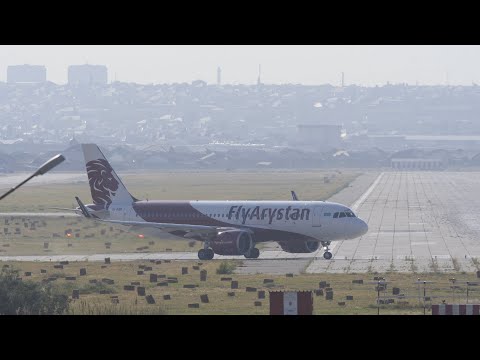 Видео: Самолёт авиакомпании @FlyArystan взлёт и посадка. Рейс KC- 7469 Шымкент-Дели. Аэропорт #Шымкент