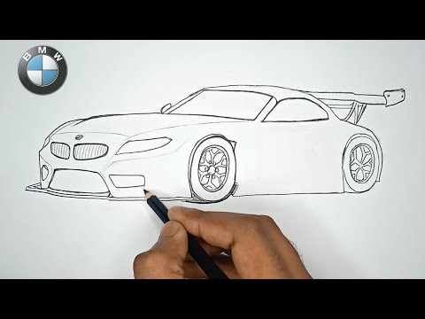 Видео: Рисунок автомобиля BMW Z4 GT3 ЛЕГКИЙ || Как нарисовать BMW Z4 🔥|| Супер простой урок рисования
