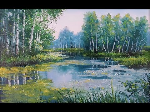 Видео: 🔝 ХуДоЖнИкИ | Озеро в лесу | Живопись маслом | Александр Григорьев