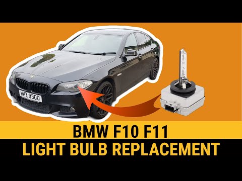 Видео: Как заменить лампу ближнего света в фарах BMW F10 F11, замена ксеноновых ламп, удаление и замена ...