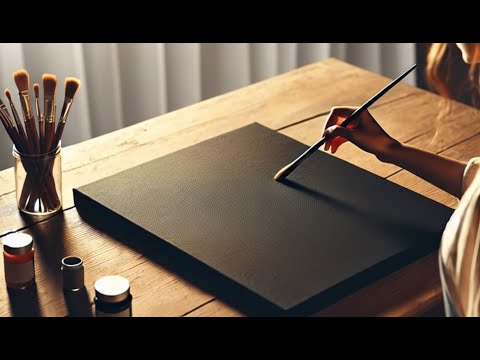 Видео: Тихий лесной ручей на чёрном холсте | Расслабляющий урок по акриловой живописи