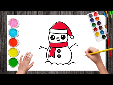 Видео: Как легко нарисовать милого снеговика | Рождественский рисунок | Рисунок снеговика | Зимний рисунок