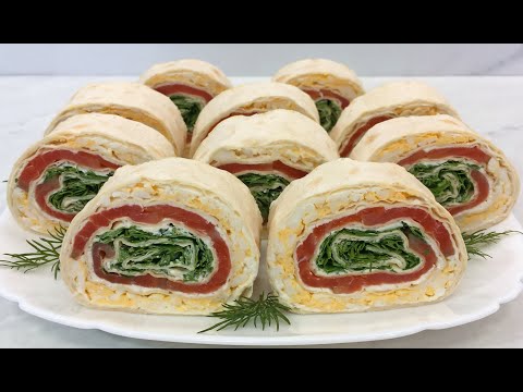 Видео: Новогодний Рулет из Лаваша с Красной Рыбой / Закуска на Новый Год 2022!!! / Rolls in Lavash