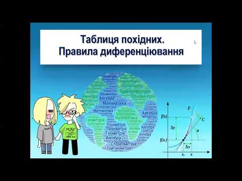 Видео: Таблиця похідних елементарних функції. Правила диференціювання