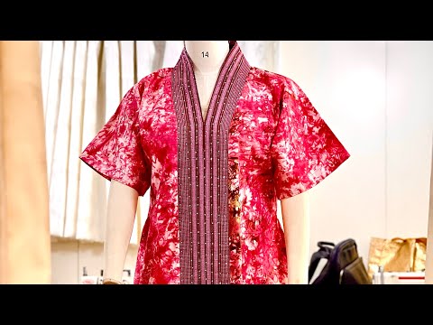 Видео: КАК КРОЙТЕ И СШИВАЙТЕ КАФТАН С ТРЕНДОВЫМ ВОРОТНИКОМ ASHO-OKE