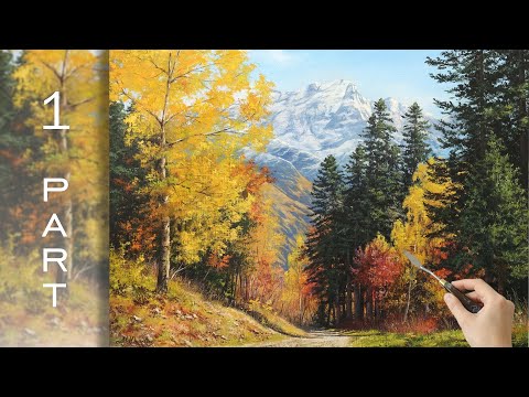 Видео: Acrylic Landscape Painting "Autumn Inspiration" Part 1/Картина "Осеннее вдохновение" Часть 1