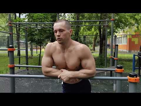 Видео: Воркаут-бодибилдинг! Обратная "лесенка" на турнике-брусьях и др