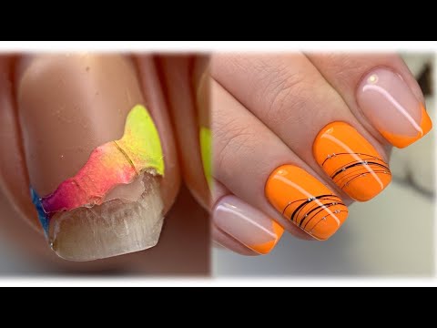 Видео: Влажные слоящиеся ногти? - не беда! Стильный яркий френч