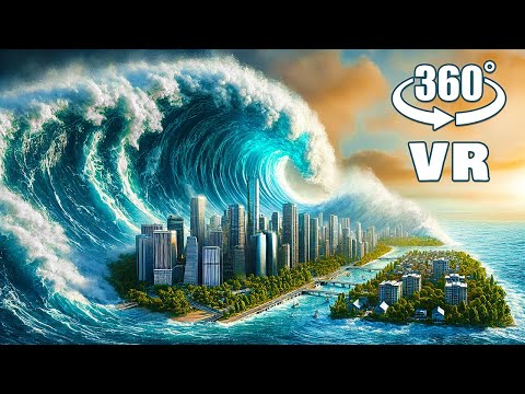 Видео: VR 360°: САМАЯ БОЛЬШАЯ ВОЛНА ЦУНАМИ ОБРУШАЕТ ГОРОД