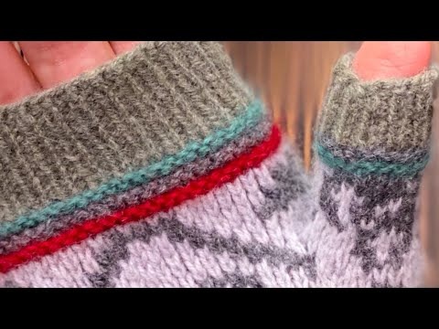 Видео: Жаккардовые митенки в технике «жаккард без протяжек с двух рук». Фильм 5