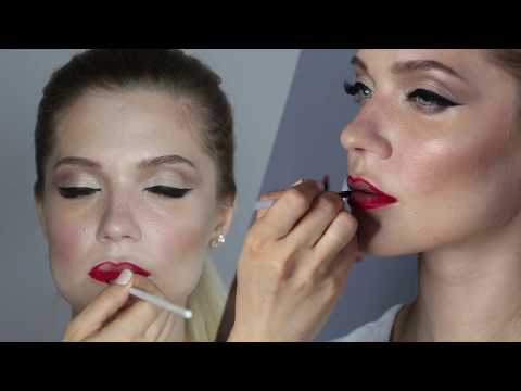 Видео: Голливудский макияж. Стрелка и красная помада