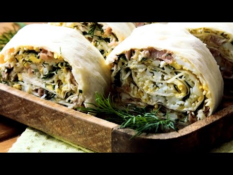 Видео: Вкусный рулет из лаваша 3 в 1