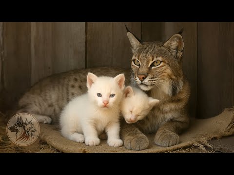 Видео: Спасённая рысь родила двух детёнышей-альбиносов — они были в шоке
