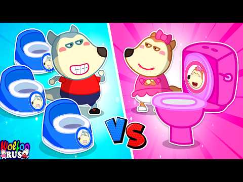 Видео: Розовый VS Голубой горшок - Приучение детей к горшку | Wolfoo Russian