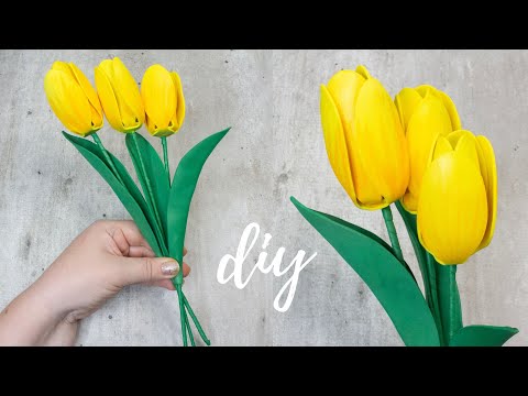 Видео: DIY Foamiran Tulips🌷Easy & Quick🌷Tulipanes de foamy fáciles de hacer🌷МК Тюльпаны из фоамирана