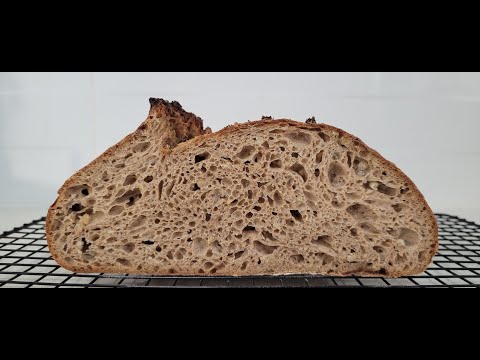 Видео: Хлеб на закваске из 100% цельнозерновой муки с добавлением фрике и кунжута