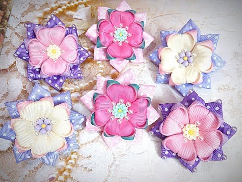 Видео: Простые бантики канзаши излент/Kanzashi Flower/DIY Grosgrain Ribbon Flower/Flor de Fita/Ola ameS DIY