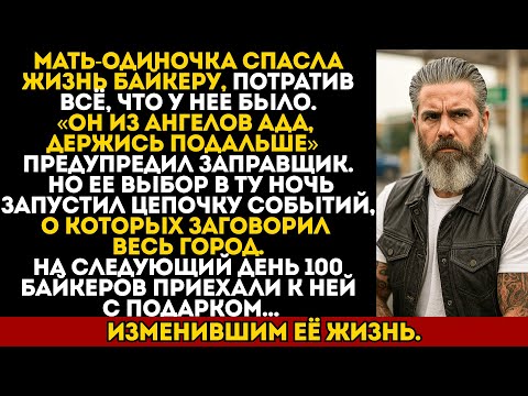 Видео: Девушка потратила последние 8 долларов, помогая байкеру, на следующий день 100 байкеров приехали...
