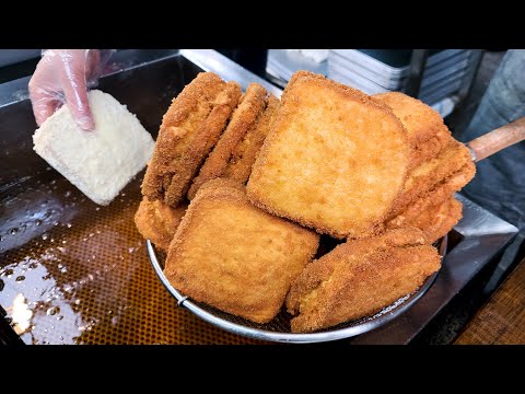 Видео: Распродано каждый день! Эпическая корейская уличная еда, $1 жареный сэндвич, гигантские тако-яки