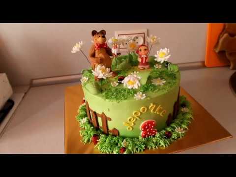Видео: Кремовый торт Маша и Медведь