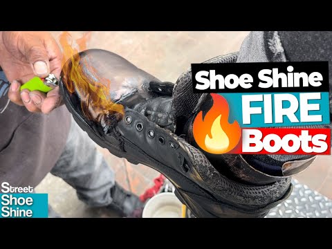 Видео: Как начистить обувь 🥾🥾 Boots on Fire 🔥🔥 ASMR чистка обуви #asmr