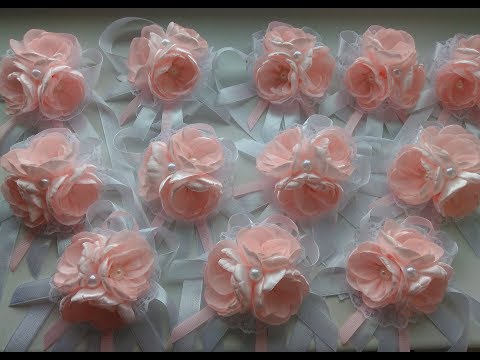 Видео: Браслеты для подружек невесты из лент Канзаши МК / Bracelets for the bridesmaids and the ribbon