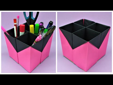 Видео: ПОДСТАВКА ДЛЯ КАРАНДАШЕЙ И РУЧЕК | Оригами Органайзер | Pencil Box / Stand / Holder | Origami