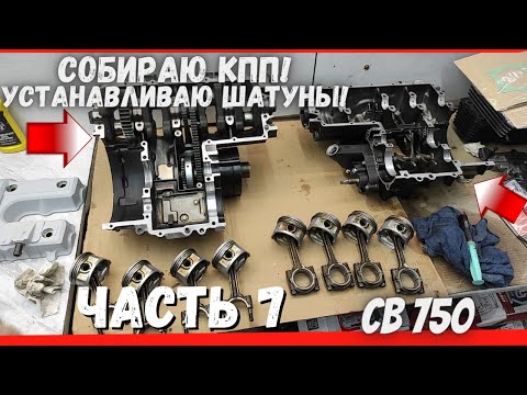Видео: Сборка двигателя Honda cb 750  установка шатунов и коробки передач часть 7
