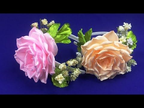 Видео: Ribbons rose and gipsophila/Rosa y gypsophila de cintas/Роза и гипсофила из лент